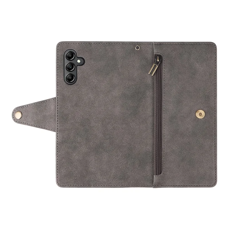 For Samsung Galaxy A15 4G / 5G Case PU Leather Handbag Wallet Phone Cover Rivet Decor - Grey
