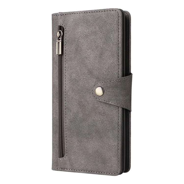 Für Xiaomi 13T / 13T Pro / Redmi K60 Ultra Hülle Reißverschlusstasche PU-Leder Handyhülle mit Handschlaufe - Grau