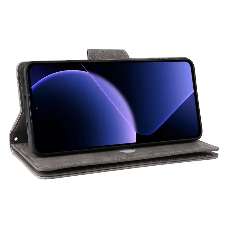 Für Xiaomi 13T / 13T Pro / Redmi K60 Ultra Hülle Reißverschlusstasche PU-Leder Handyhülle mit Handschlaufe - Grau
