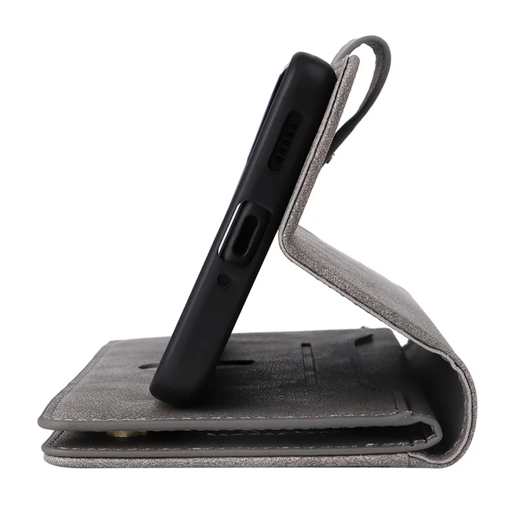Für Xiaomi 13T / 13T Pro / Redmi K60 Ultra Hülle Reißverschlusstasche PU-Leder Handyhülle mit Handschlaufe - Grau