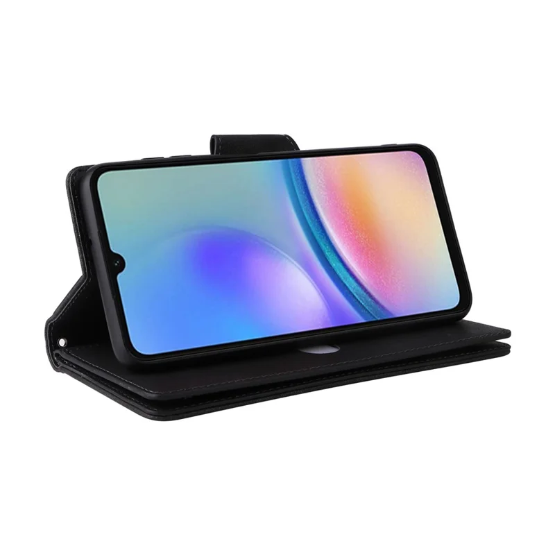 Per Samsung Galaxy A05s 4G Case Folio Pelle PU Flip Phone Cover con 9 Slot per Schede Stand - Nero