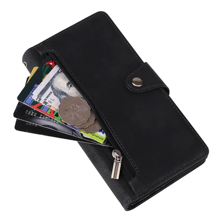 Per Samsung Galaxy S23 FE Case PU Leather Rivet Decor Wallet Phone Cover - Nero