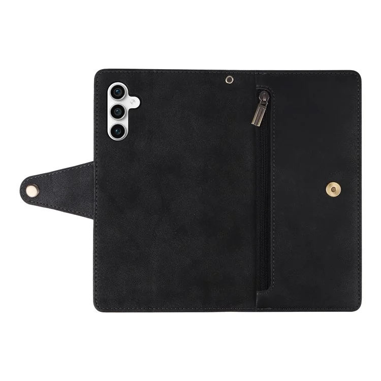 Per Samsung Galaxy S23 FE Case PU Leather Rivet Decor Wallet Phone Cover - Nero