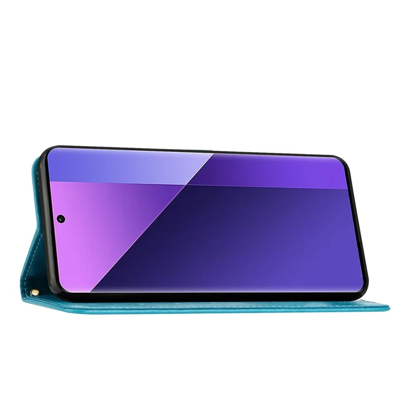 For Xiaomi Redmi 13C 4G / 5G / 13R 5G / Poco M6 5G / Poco C65 4G Leather Case Butterfly Phone Wallet Cover - Blue