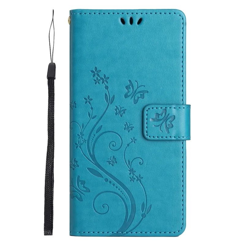 For Xiaomi Redmi 13C 4G / 5G / 13R 5G / Poco M6 5G / Poco C65 4G Leather Case Butterfly Phone Wallet Cover - Blue