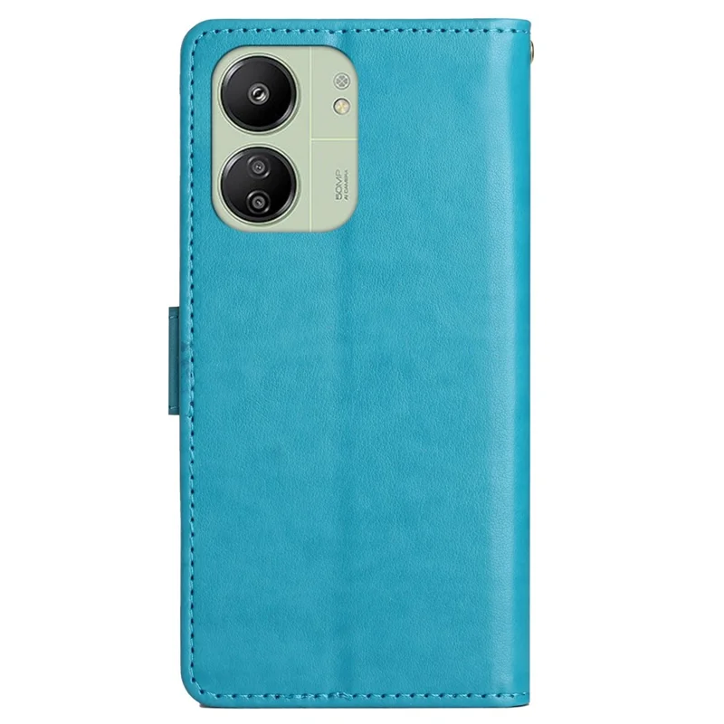 For Xiaomi Redmi 13C 4G / 5G / 13R 5G / Poco M6 5G / Poco C65 4G Leather Case Butterfly Phone Wallet Cover - Blue