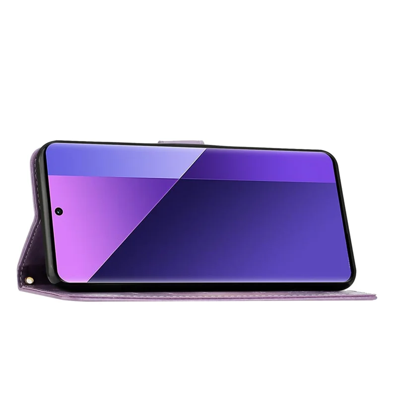 For Xiaomi Redmi 13C 4G / 5G / 13R 5G / Poco M6 5G / Poco C65 4G Leather Case Butterfly Phone Wallet Cover - Light Purple