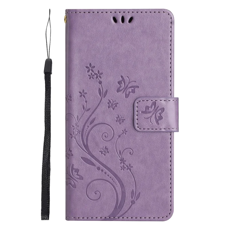 For Xiaomi Redmi 13C 4G / 5G / 13R 5G / Poco M6 5G / Poco C65 4G Leather Case Butterfly Phone Wallet Cover - Light Purple