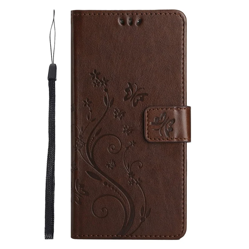 For Xiaomi Redmi 13C 4G / 5G / 13R 5G / Poco M6 5G / Poco C65 4G Leather Case Butterfly Phone Wallet Cover - Brown