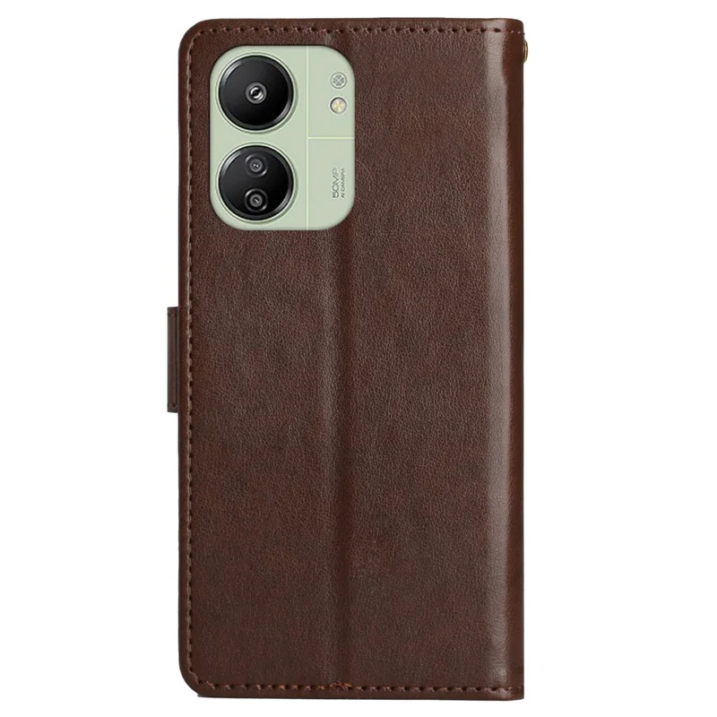 For Xiaomi Redmi 13C 4G / 5G / 13R 5G / Poco M6 5G / Poco C65 4G Leather Case Butterfly Phone Wallet Cover - Brown