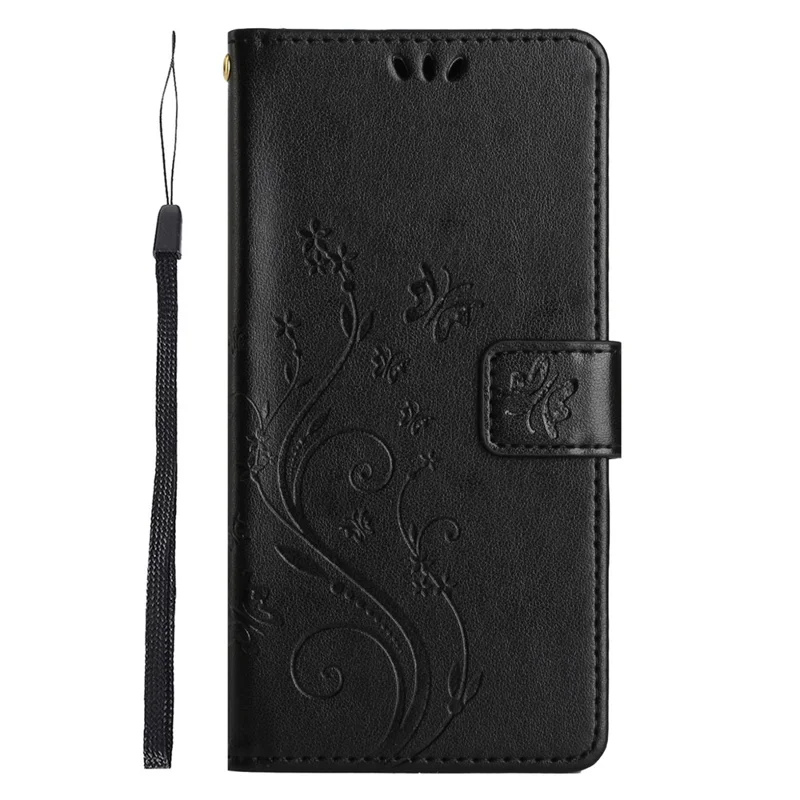 For Xiaomi Redmi 13C 4G / 5G / 13R 5G / Poco M6 5G / Poco C65 4G Leather Case Butterfly Phone Wallet Cover - Black