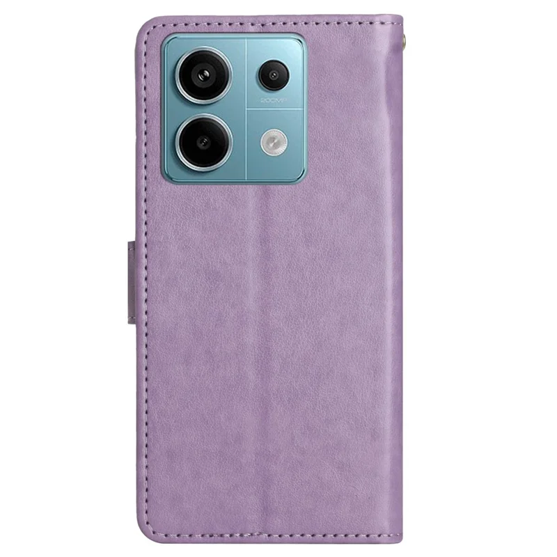 Para Xiaomi Redmi Note 13 5G Case Butterfly Pattern PU Leather Wallet Phone Cover - Light Purple