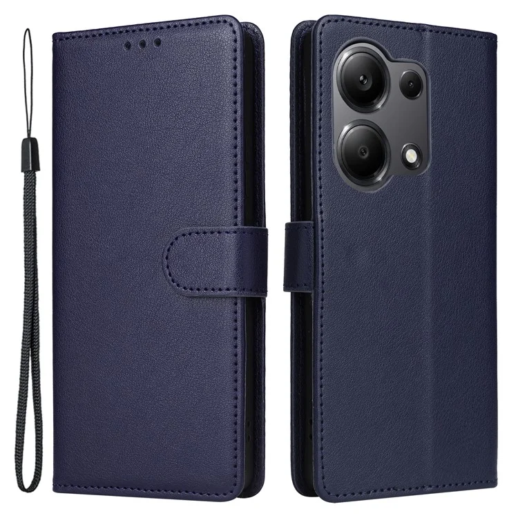 Для Xiaomi Redmi Note 13 Pro 4G / Poco M6 Pro 4G Кожаный чехол с отделениями для карт Подставка для телефона - Синий