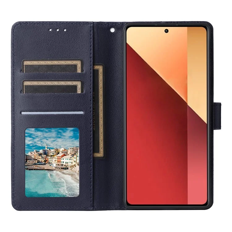 Для Xiaomi Redmi Note 13 Pro 4G / Poco M6 Pro 4G Кожаный чехол с отделениями для карт Подставка для телефона - Синий