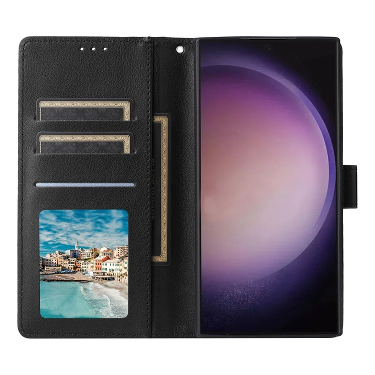 Für Samsung Galaxy S24 Ultra Case Card Slots Wallet Leder Schutzhülle - Schwarz