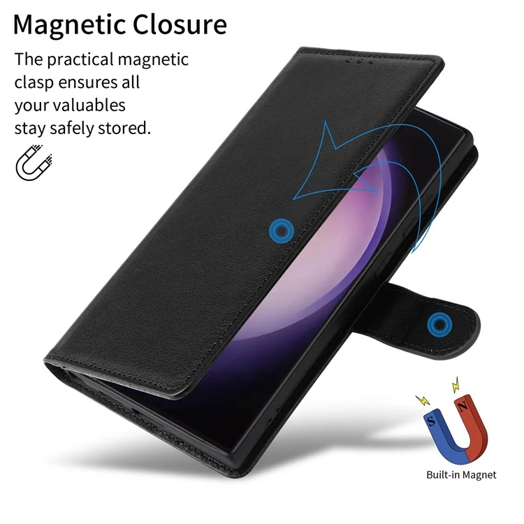 Für Samsung Galaxy S24 Ultra Case Card Slots Wallet Leder Schutzhülle - Schwarz