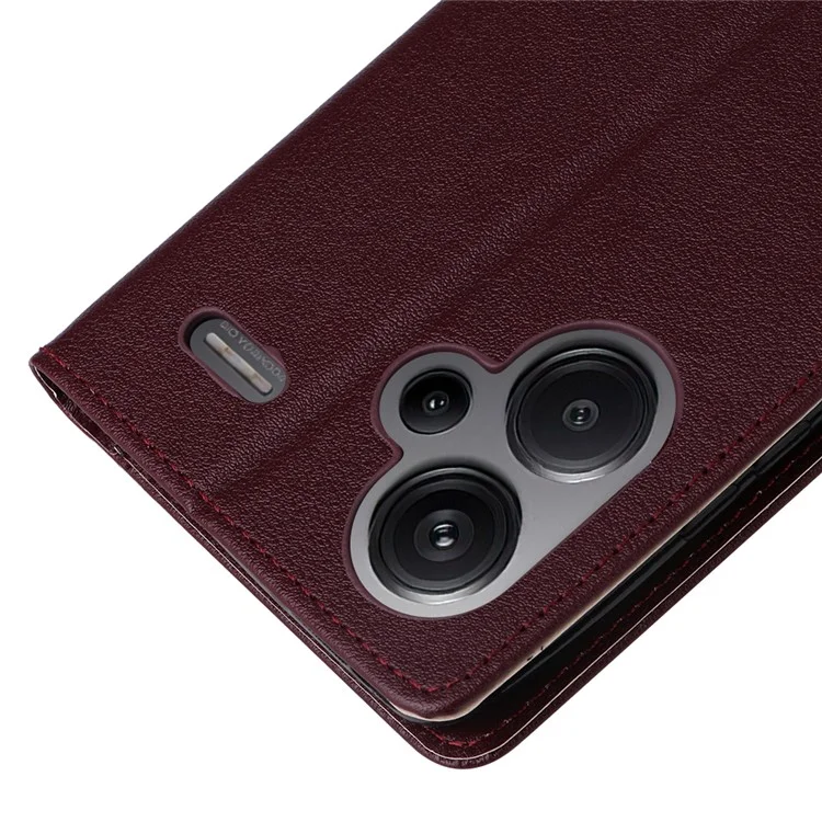 Per Xiaomi Redmi Note 13 Pro+ 5G Cover in Pelle PU Supporto Cover Telefonica con 3 Vani Porta Carte - Vino Rosso