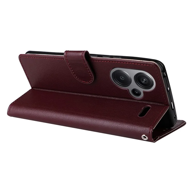 Per Xiaomi Redmi Note 13 Pro+ 5G Cover in Pelle PU Supporto Cover Telefonica con 3 Vani Porta Carte - Vino Rosso