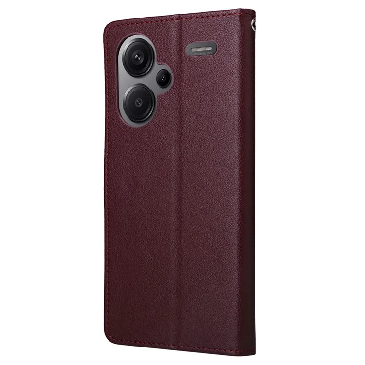 Per Xiaomi Redmi Note 13 Pro+ 5G Cover in Pelle PU Supporto Cover Telefonica con 3 Vani Porta Carte - Vino Rosso
