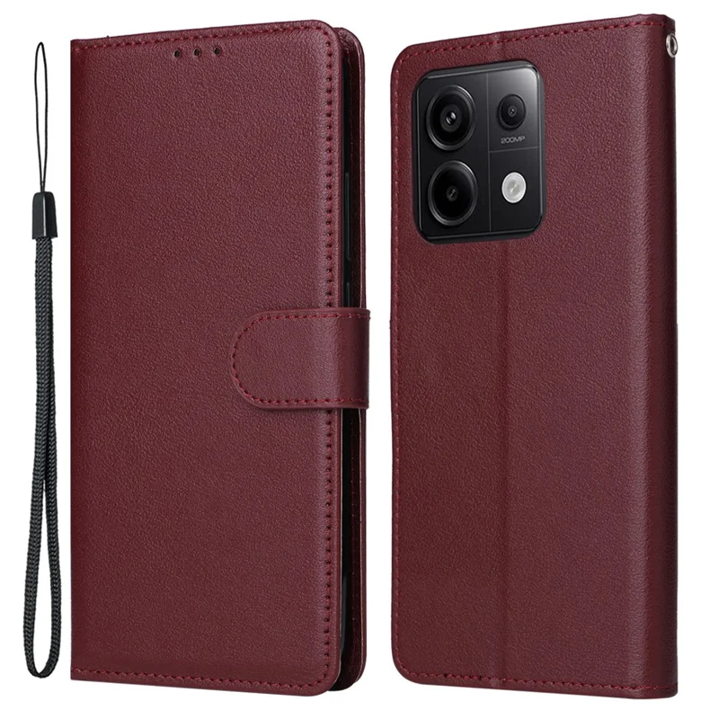 Pour Xiaomi Redmi Note 13 Pro 5G / Poco X6 5G Étui Portefeuille Support en Cuir - Rouge Vin