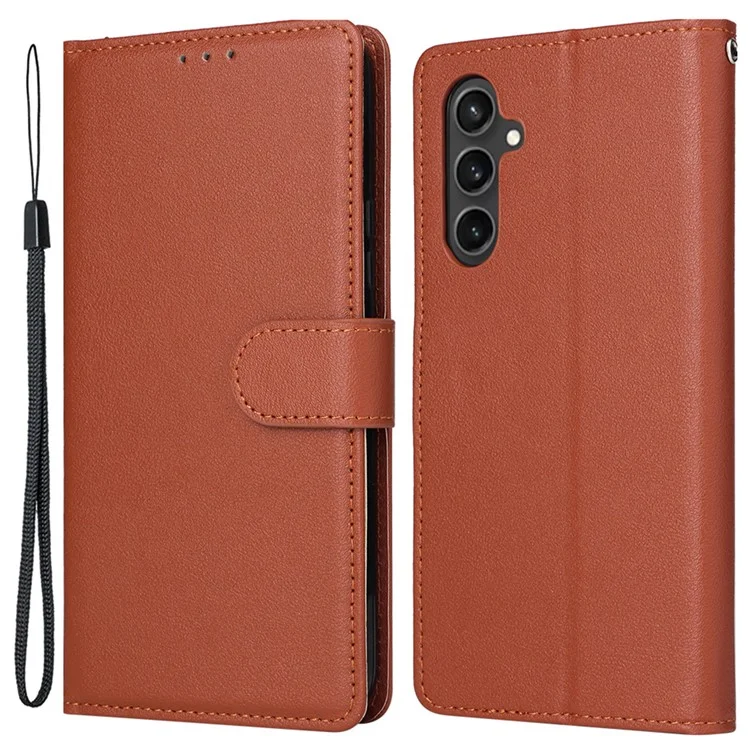 Para Samsung Galaxy S23 FE Case Card Slots PU Leather Flip Wallet Cover - Marrom
