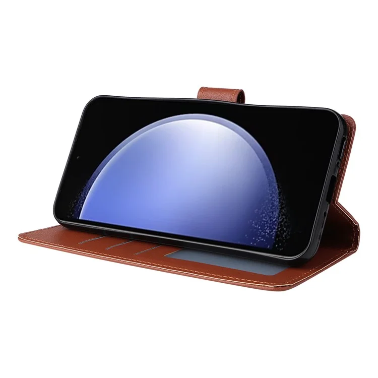 Para Samsung Galaxy S23 FE Case Card Slots PU Leather Flip Wallet Cover - Marrom