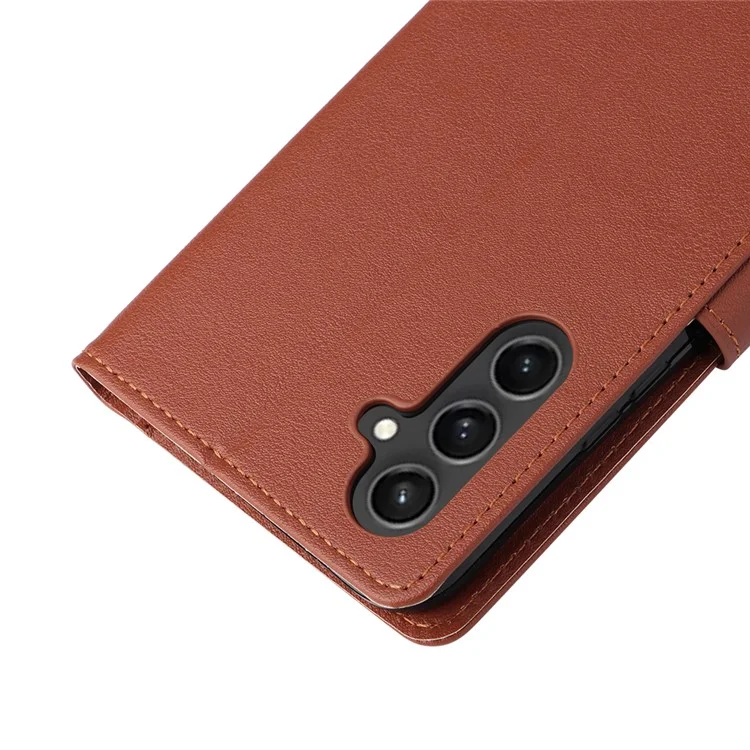 Para Samsung Galaxy S23 FE Case Card Slots PU Leather Flip Wallet Cover - Marrom