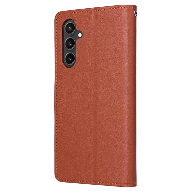 Para Samsung Galaxy S23 FE Case Card Slots PU Leather Flip Wallet Cover - Marrom