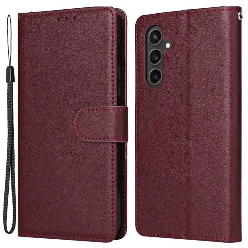 For Samsung Galaxy S23 FE Case Card Slots PU Leather Flip Wallet Cover - Wine Red