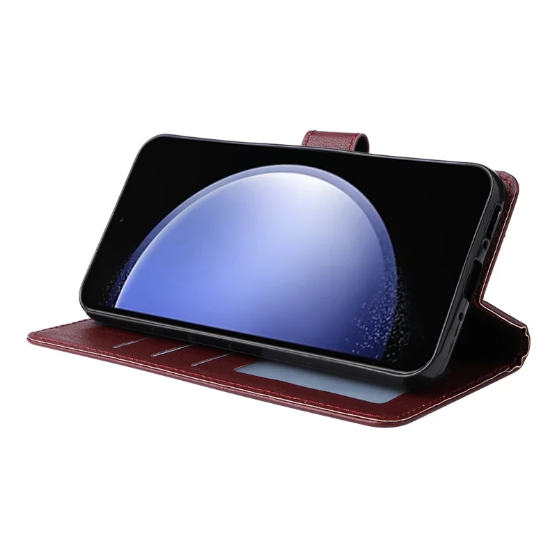 For Samsung Galaxy S23 FE Case Card Slots PU Leather Flip Wallet Cover - Wine Red