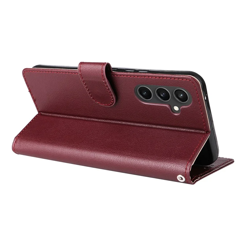 For Samsung Galaxy S23 FE Case Card Slots PU Leather Flip Wallet Cover - Wine Red