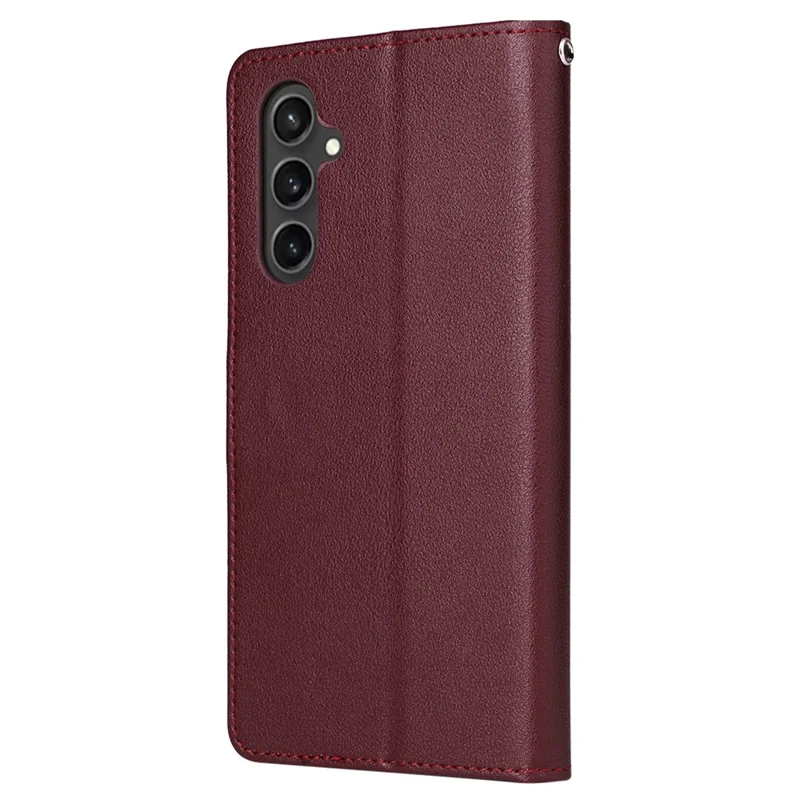 For Samsung Galaxy S23 FE Case Card Slots PU Leather Flip Wallet Cover - Wine Red
