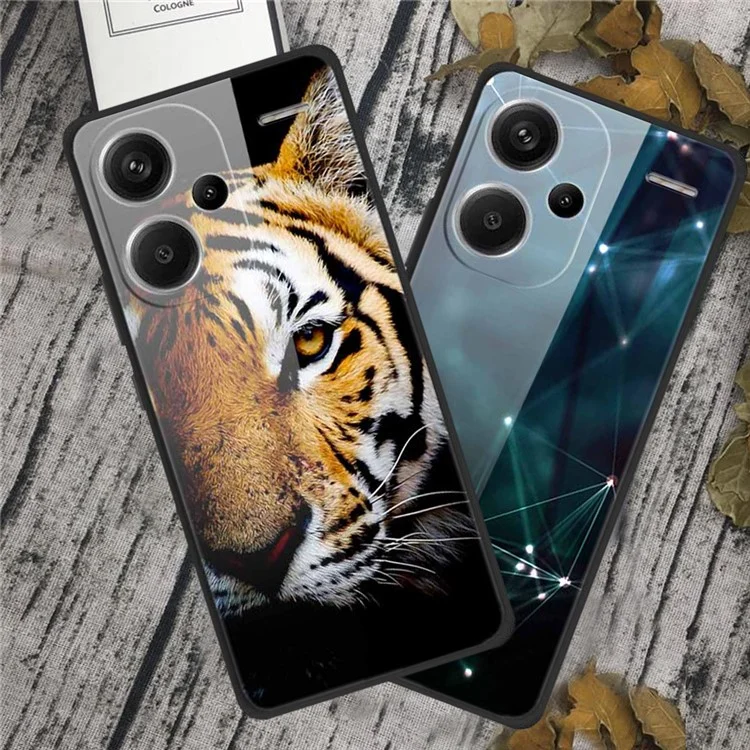 For Xiaomi Redmi Note 13 Pro+ 5G Cover Pattern Printing PC+TPU+Tempered Glass Phone Case - White Planet