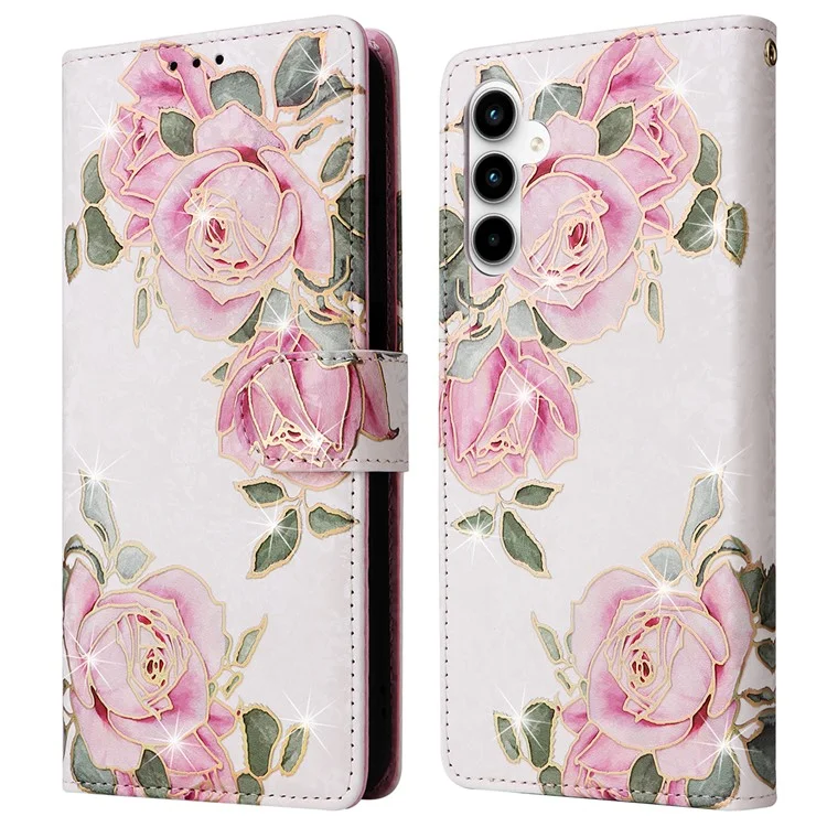 Para Samsung Galaxy A35 5G Funda de Cuero con Bloqueo RFID Ranuras para Tarjetas Funda Teléfono - Flor
