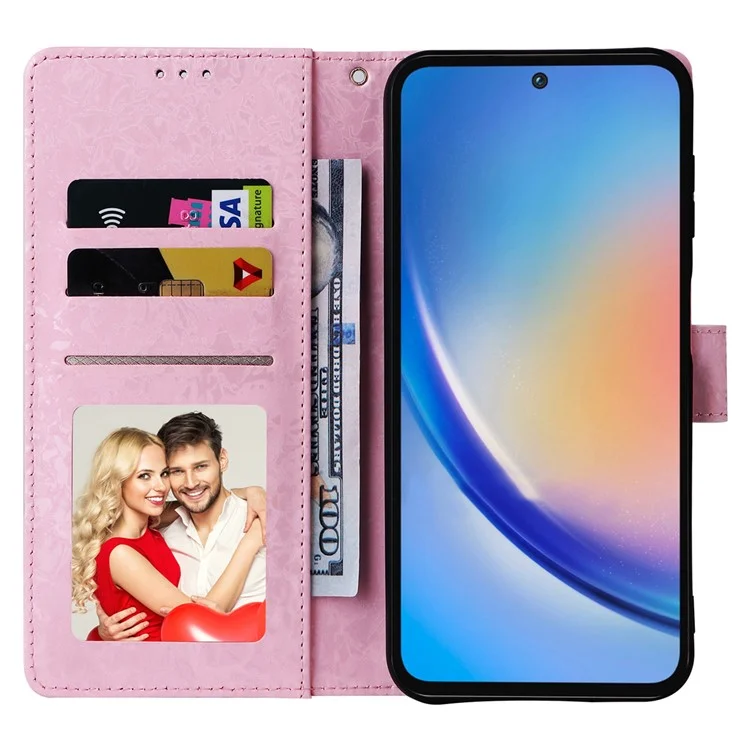 Para Samsung Galaxy A35 5G Funda de Cuero con Bloqueo RFID Ranuras para Tarjetas Funda Teléfono - Flor