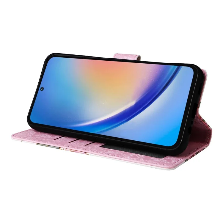 Para Samsung Galaxy A35 5G Funda de Cuero con Bloqueo RFID Ranuras para Tarjetas Funda Teléfono - Flor