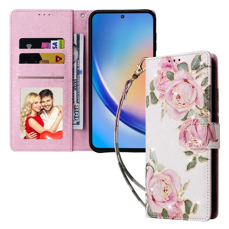 Para Samsung Galaxy A35 5G Funda de Cuero con Bloqueo RFID Ranuras para Tarjetas Funda Teléfono - Flor