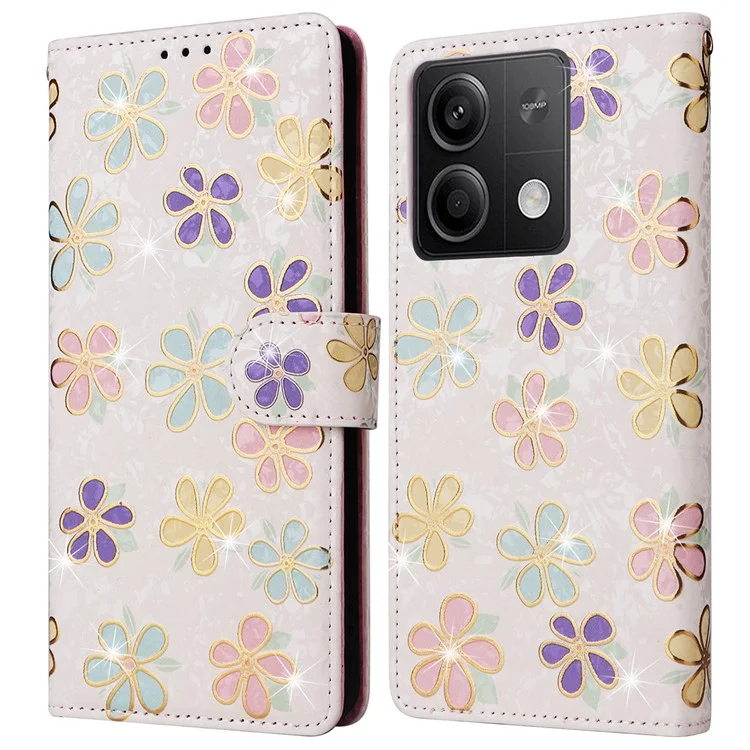 Per Xiaomi Redmi Note 13 5G Wallet Case RFID Blocking Lacquered Leather Cover - Colorful Flower