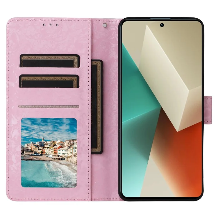 Per Xiaomi Redmi Note 13 5G Wallet Case RFID Blocking Lacquered Leather Cover - Colorful Flower