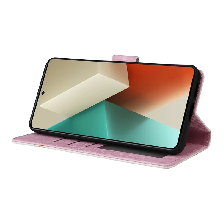 Per Xiaomi Redmi Note 13 5G Wallet Case RFID Blocking Lacquered Leather Cover - Colorful Flower