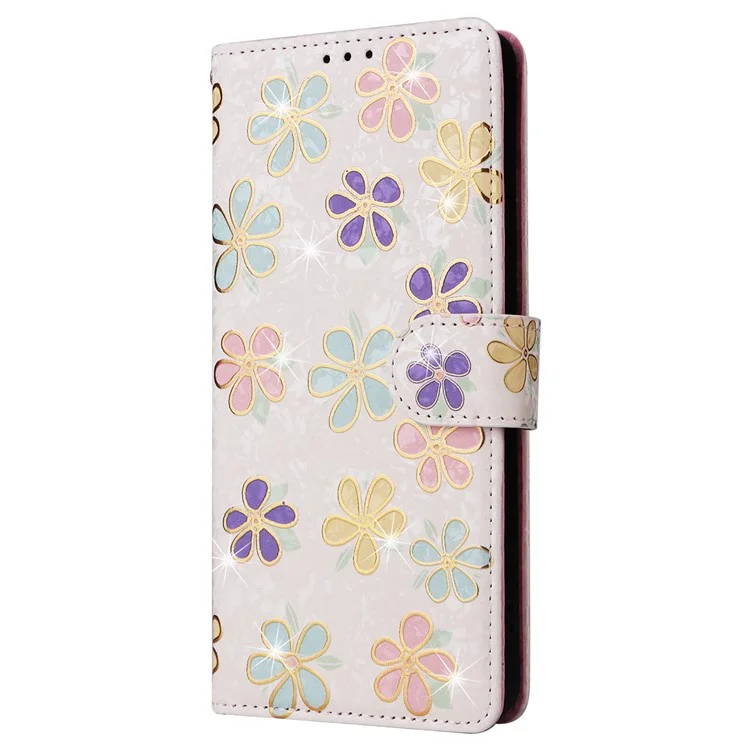 Per Xiaomi Redmi Note 13 5G Wallet Case RFID Blocking Lacquered Leather Cover - Colorful Flower