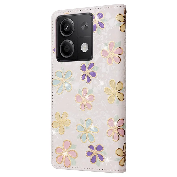 Per Xiaomi Redmi Note 13 5G Wallet Case RFID Blocking Lacquered Leather Cover - Colorful Flower