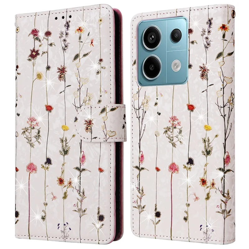For Xiaomi Redmi Note 13 Pro 5G / Poco X6 5G Case Lacquered Flower Leather Wallet Phone Cover - Small Flower