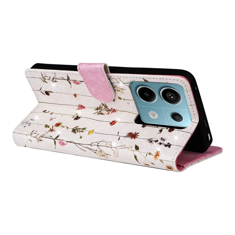 For Xiaomi Redmi Note 13 Pro 5G / Poco X6 5G Case Lacquered Flower Leather Wallet Phone Cover - Small Flower