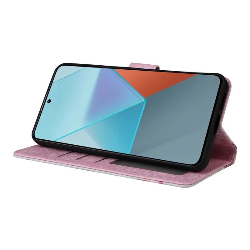 For Xiaomi Redmi Note 13 Pro 5G / Poco X6 5G Case Lacquered Flower Leather Wallet Phone Cover - Rose Flower
