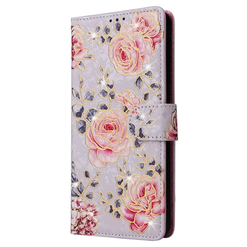 For Xiaomi Redmi Note 13 Pro 5G / Poco X6 5G Case Lacquered Flower Leather Wallet Phone Cover - Rose Flower
