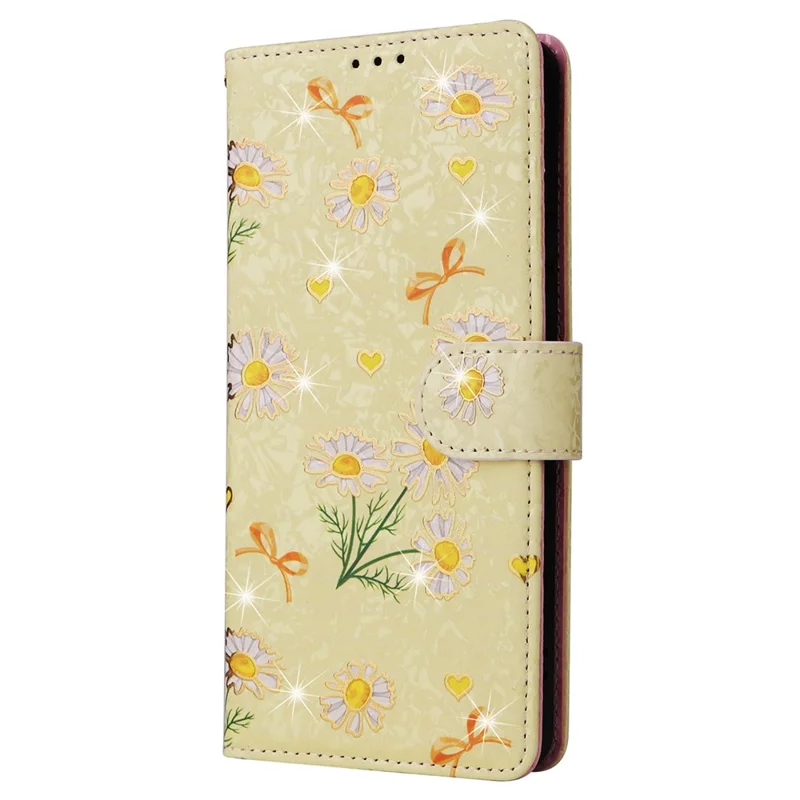 For Xiaomi Redmi Note 13 Pro 5G / Poco X6 5G Case Lacquered Flower Leather Wallet Phone Cover - Yellow Daisy