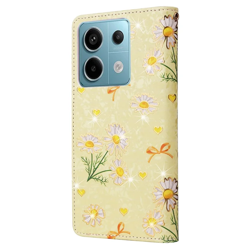 For Xiaomi Redmi Note 13 Pro 5G / Poco X6 5G Case Lacquered Flower Leather Wallet Phone Cover - Yellow Daisy
