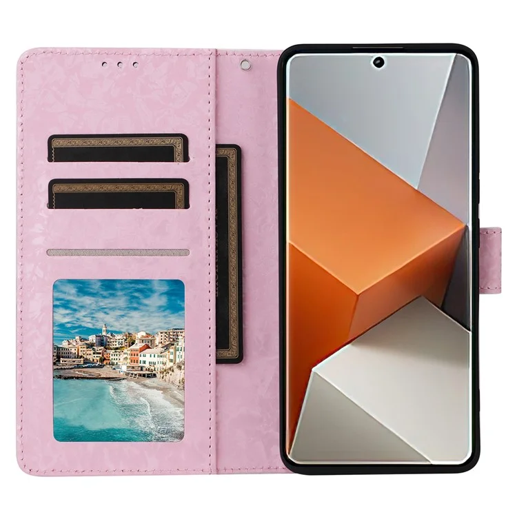 Per Xiaomi Redmi Note 13 Pro+ 5G Case Leather Lacquered Phone Cover RFID Blocking - Butterfly Flower
