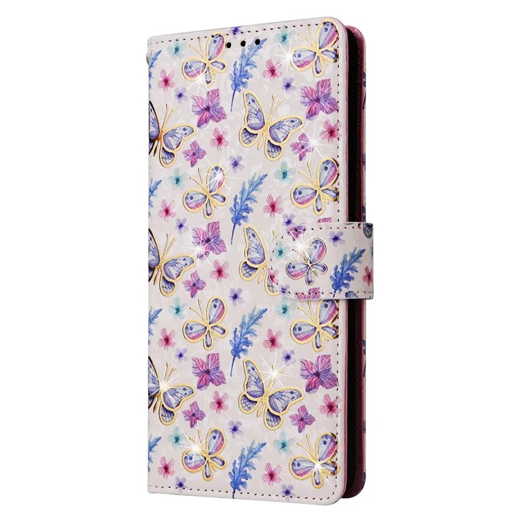 Per Xiaomi Redmi Note 13 Pro+ 5G Case Leather Lacquered Phone Cover RFID Blocking - Butterfly Flower